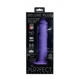 Фиолетовый вибратор-реалистик на присоске PURRFECT SILICONE ONE TOUCH - 20,5 см.