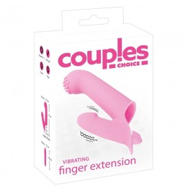 Нежно-розовая двойная вибронасадка на палец Vibrating Finger Extension - 17 см.